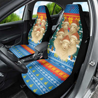 Mongolia Christmas Car Seat Cover with Santa Sheep Christmas Trees and Snowflake - Wonder Print Shop