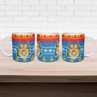 Mongolia Christmas Ceramic Mug with Santa Sheep Christmas Trees and Snowflake - Wonder Print Shop
