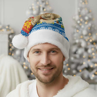 Mongolia Christmas Santa Hat with Santa Sheep Christmas Trees and Snowflake - Wonder Print Shop
