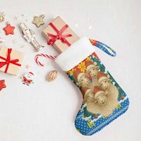 Mongolia Christmas Stocking with Santa Sheep Christmas Trees and Snowflake - Wonder Print Shop