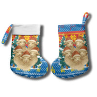 Mongolia Christmas Stocking with Santa Sheep Christmas Trees and Snowflake - Wonder Print Shop