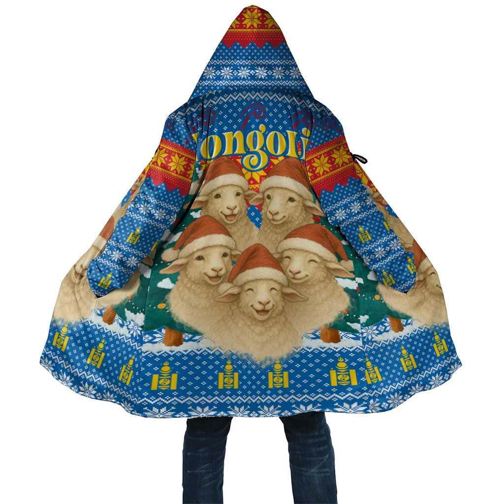 Mongolia Christmas Cloak with Santa Sheep Christmas Trees and Snowflake - Wonder Print Shop