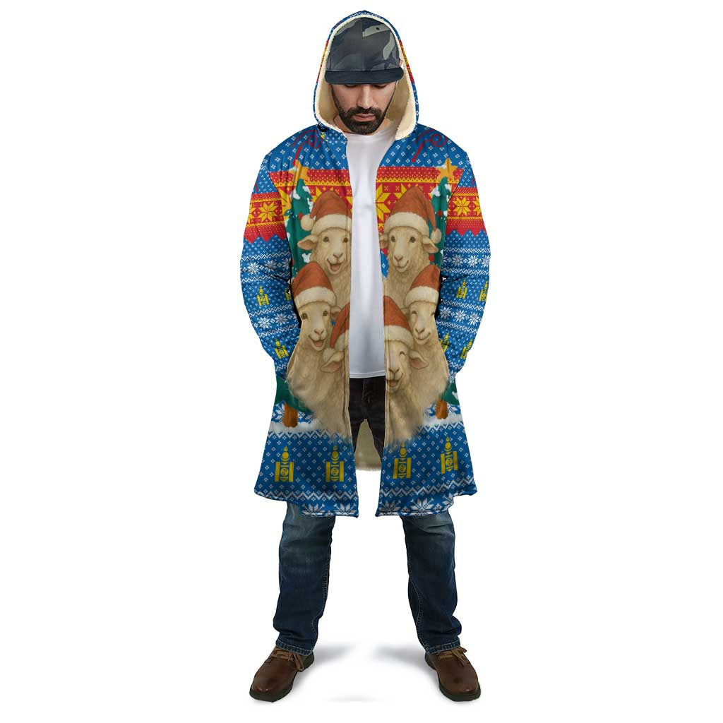 Mongolia Christmas Cloak with Santa Sheep Christmas Trees and Snowflake - Wonder Print Shop