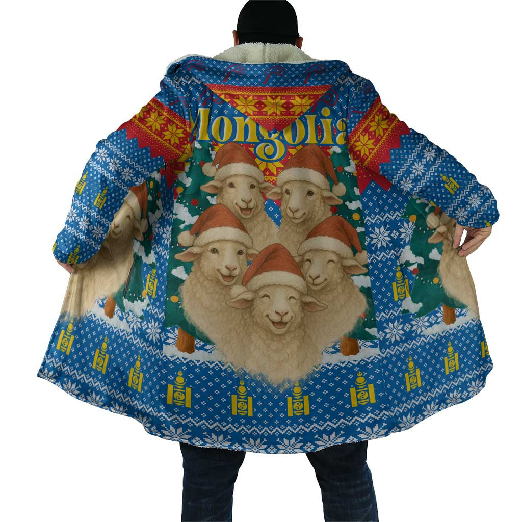 Mongolia Christmas Cloak with Santa Sheep Christmas Trees and Snowflake - Wonder Print Shop