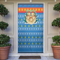 Mongolia Christmas Door Cover with Santa Sheep Christmas Trees and Snowflake - Wonder Print Shop