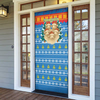 Mongolia Christmas Door Cover with Santa Sheep Christmas Trees and Snowflake - Wonder Print Shop