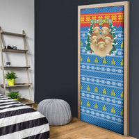 Mongolia Christmas Door Cover with Santa Sheep Christmas Trees and Snowflake - Wonder Print Shop