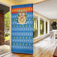 Mongolia Christmas Door Cover with Santa Sheep Christmas Trees and Snowflake - Wonder Print Shop
