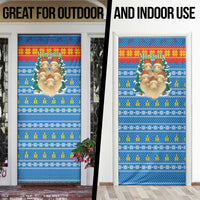 Mongolia Christmas Door Cover with Santa Sheep Christmas Trees and Snowflake - Wonder Print Shop