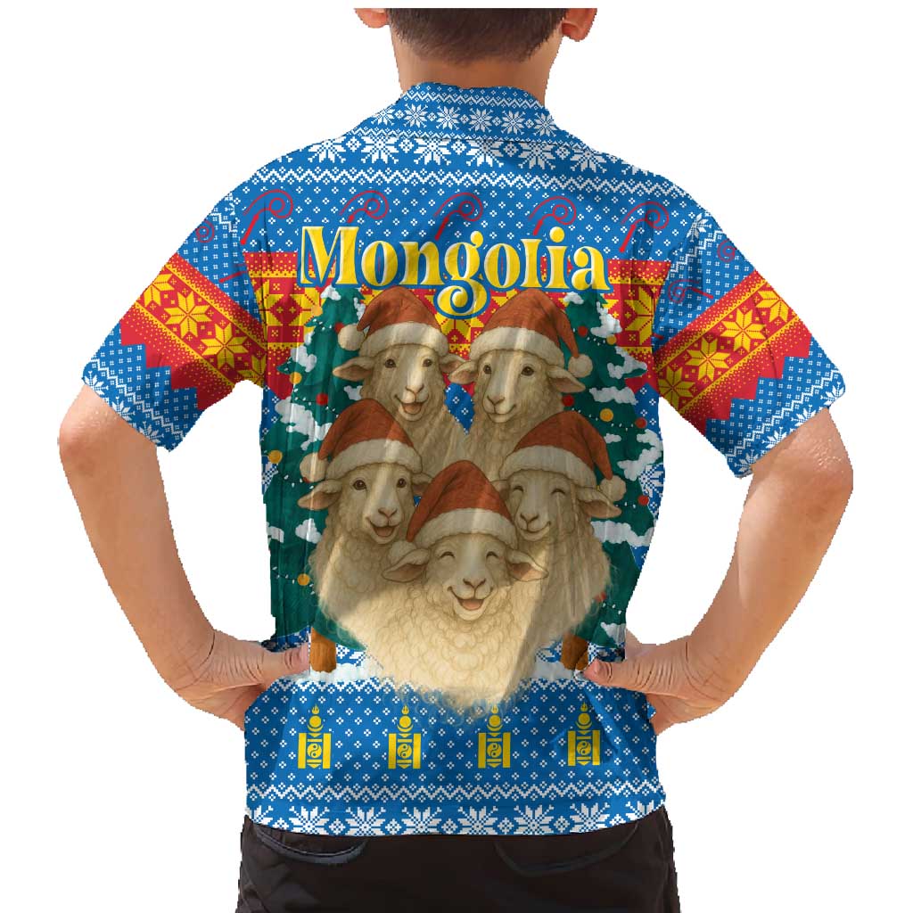 Mongolia Christmas Family Matching Mermaid Dress and Hawaiian Shirt with Santa Sheep Christmas Trees and Snowflake - Wonder Print Shop