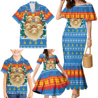 Mongolia Christmas Family Matching Mermaid Dress and Hawaiian Shirt with Santa Sheep Christmas Trees and Snowflake - Wonder Print Shop