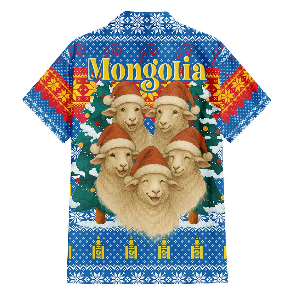 Mongolia Christmas Family Matching Off Shoulder Maxi Dress and Hawaiian Shirt with Santa Sheep Christmas Trees and Snowflake - Wonder Print Shop