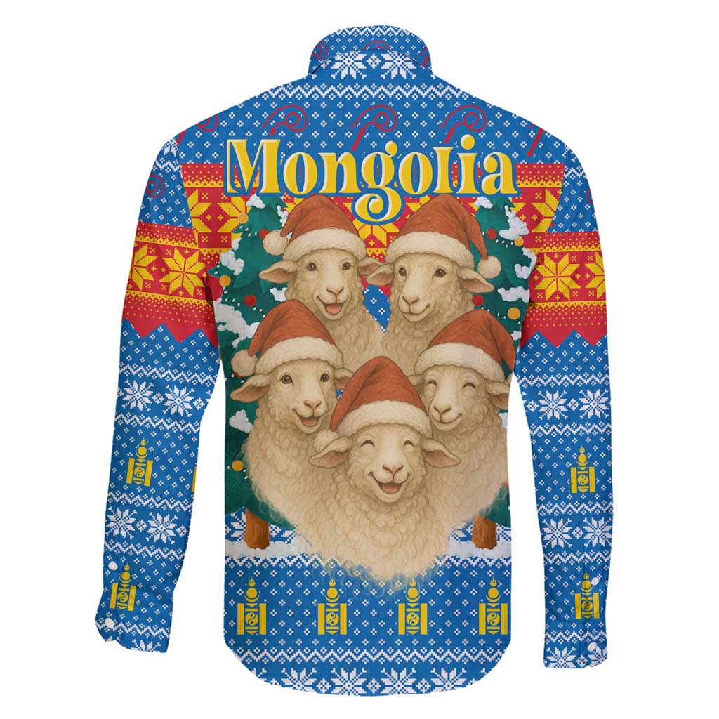 Mongolia Christmas Family Matching Short Sleeve Bodycon Dress and Hawaiian Shirt with Santa Sheep Christmas Trees and Snowflake - Wonder Print Shop