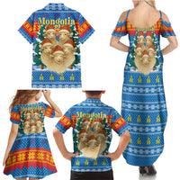 Mongolia Christmas Family Matching Summer Maxi Dress and Hawaiian Shirt with Santa Sheep Christmas Trees and Snowflake - Wonder Print Shop