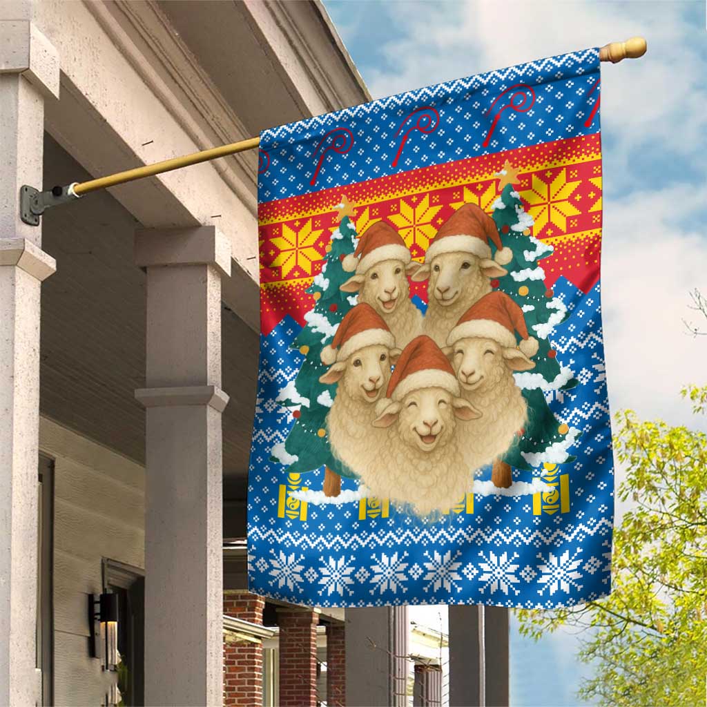 Mongolia Christmas Garden Flag with Santa Sheep Christmas Trees and Snowflake - Wonder Print Shop