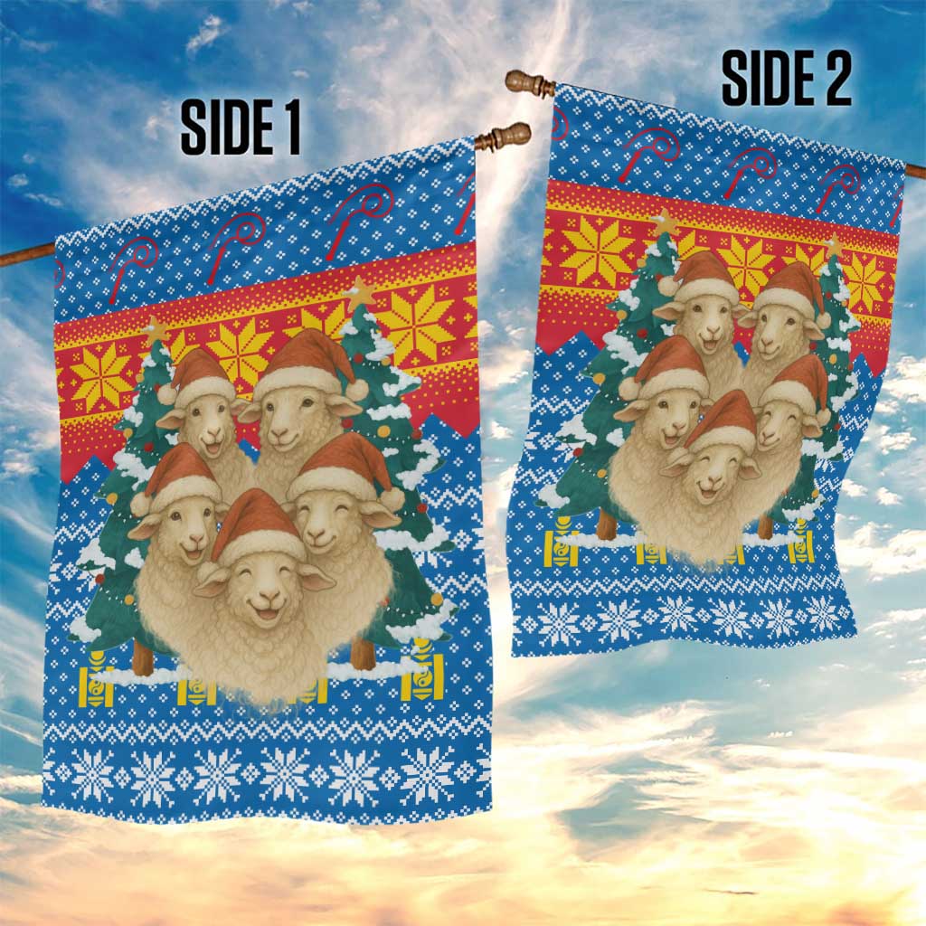 Mongolia Christmas Garden Flag with Santa Sheep Christmas Trees and Snowflake - Wonder Print Shop