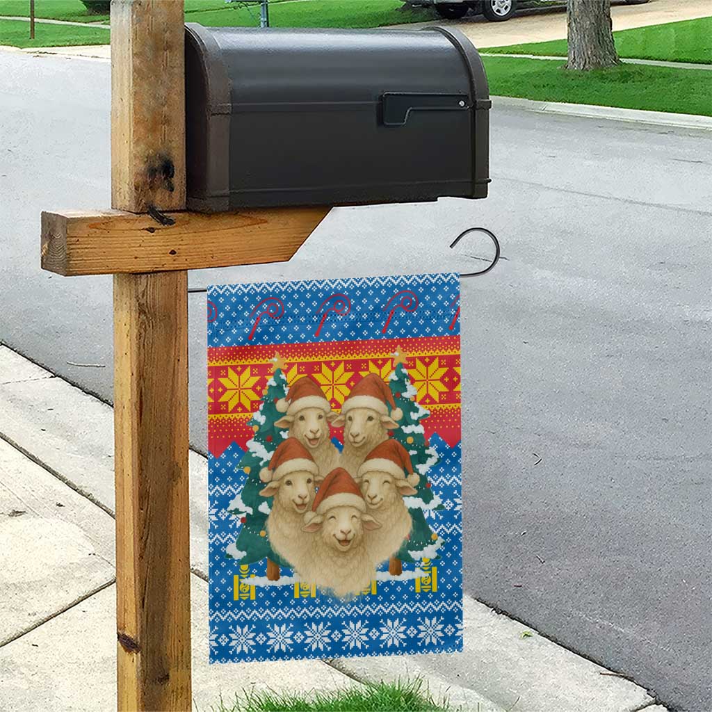 Mongolia Christmas Garden Flag with Santa Sheep Christmas Trees and Snowflake - Wonder Print Shop