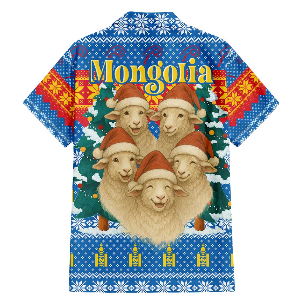 Mongolia Christmas Hawaiian Shirt with Santa Sheep Christmas Trees and Snowflake - Wonder Print Shop