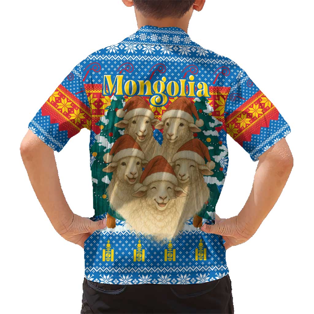 Mongolia Christmas Hawaiian Shirt with Santa Sheep Christmas Trees and Snowflake - Wonder Print Shop