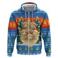 Mongolia Christmas Hoodie with Santa Sheep Christmas Trees and Snowflake - Wonder Print Shop