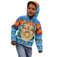 Mongolia Christmas Kid Hoodie with Santa Sheep Christmas Trees and Snowflake - Wonder Print Shop