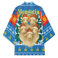 Mongolia Christmas Kimono with Santa Sheep Christmas Trees and Snowflake - Wonder Print Shop