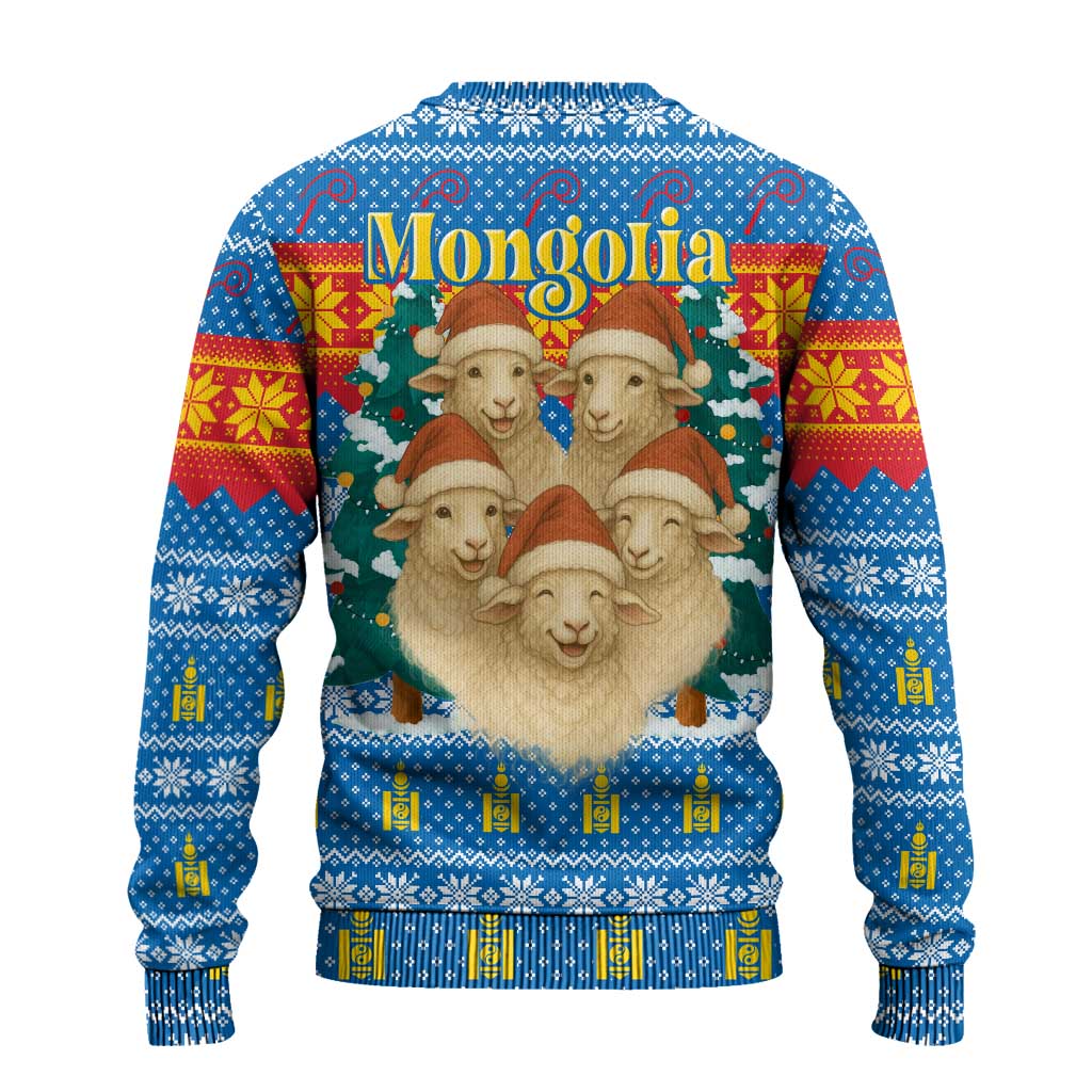 Mongolia Christmas Ugly Christmas Sweater with Santa Sheep Christmas Trees and Snowflake - Wonder Print Shop