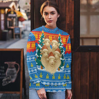 Mongolia Christmas Ugly Christmas Sweater with Santa Sheep Christmas Trees and Snowflake - Wonder Print Shop