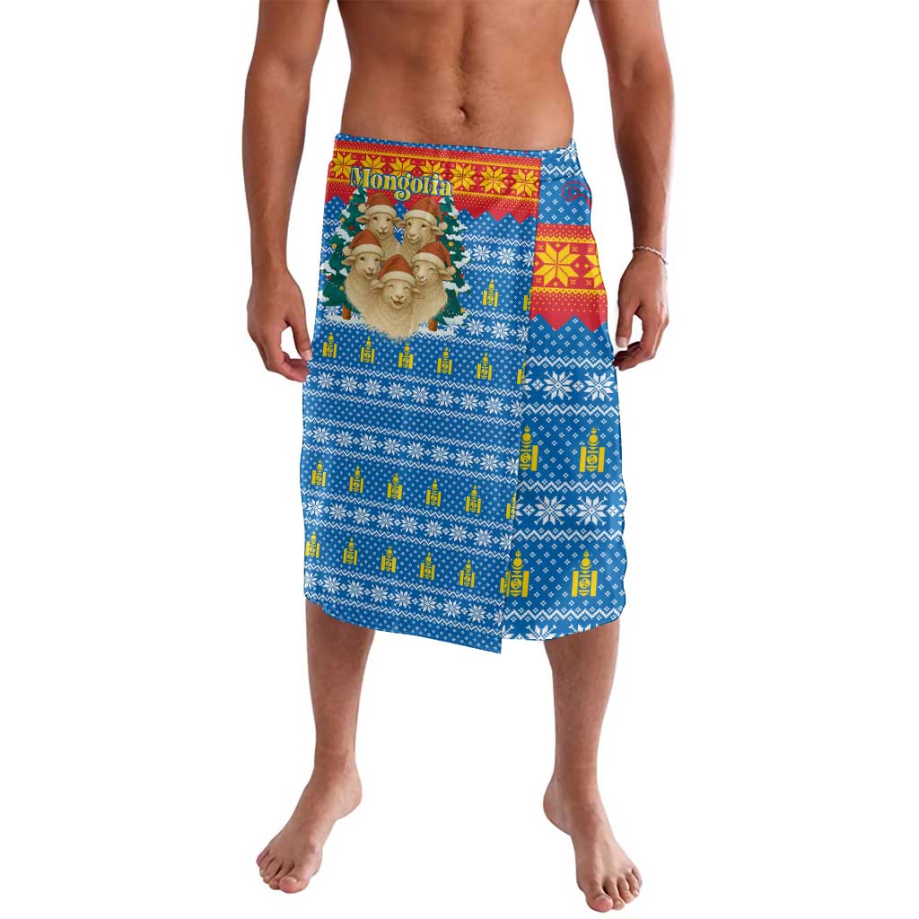 Mongolia Christmas Lavalava with Santa Sheep Christmas Trees and Snowflake - Wonder Print Shop