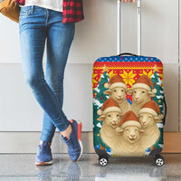 Mongolia Christmas Luggage Cover with Santa Sheep Christmas Trees and Snowflake - Wonder Print Shop