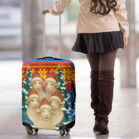 Mongolia Christmas Luggage Cover with Santa Sheep Christmas Trees and Snowflake - Wonder Print Shop