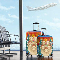 Mongolia Christmas Luggage Cover with Santa Sheep Christmas Trees and Snowflake - Wonder Print Shop