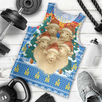 Mongolia Christmas Men Tank Top with Santa Sheep Christmas Trees and Snowflake - Wonder Print Shop