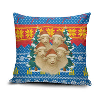Mongolia Christmas Pillow Cover with Santa Sheep Christmas Trees and Snowflake - Wonder Print Shop