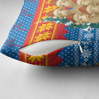 Mongolia Christmas Pillow Cover with Santa Sheep Christmas Trees and Snowflake - Wonder Print Shop