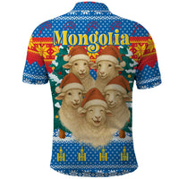 Mongolia Christmas Polo Shirt with Santa Sheep Christmas Trees and Snowflake - Wonder Print Shop