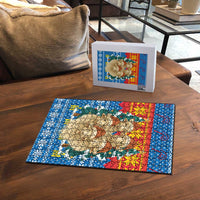 Mongolia Christmas Puzzle with Santa Sheep Christmas Trees and Snowflake - Wonder Print Shop