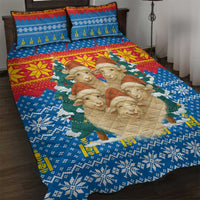 Mongolia Christmas Quilt Bed Set with Santa Sheep Christmas Trees and Snowflake - Wonder Print Shop