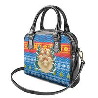 Mongolia Christmas Shoulder Handbag with Santa Sheep Christmas Trees and Snowflake - Wonder Print Shop