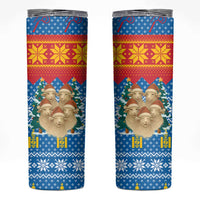 Mongolia Christmas Skinny Tumbler with Santa Sheep Christmas Trees and Snowflake - Wonder Print Shop