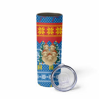 Mongolia Christmas Skinny Tumbler with Santa Sheep Christmas Trees and Snowflake - Wonder Print Shop