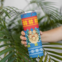 Mongolia Christmas Skinny Tumbler with Santa Sheep Christmas Trees and Snowflake - Wonder Print Shop