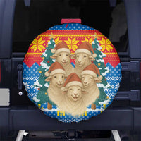 Mongolia Christmas Spare Tire Cover with Santa Sheep Christmas Trees and Snowflake - Wonder Print Shop