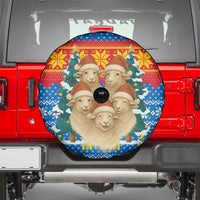 Mongolia Christmas Spare Tire Cover with Santa Sheep Christmas Trees and Snowflake - Wonder Print Shop