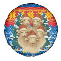 Mongolia Christmas Spare Tire Cover with Santa Sheep Christmas Trees and Snowflake - Wonder Print Shop