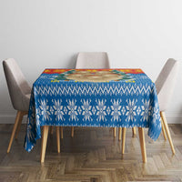 Mongolia Christmas Tablecloth with Santa Sheep Christmas Trees and Snowflake - Wonder Print Shop