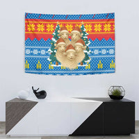 Mongolia Christmas Tapestry with Santa Sheep Christmas Trees and Snowflake - Wonder Print Shop