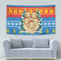Mongolia Christmas Tapestry with Santa Sheep Christmas Trees and Snowflake - Wonder Print Shop