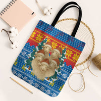 Mongolia Christmas Tote Bag with Santa Sheep Christmas Trees and Snowflake - Wonder Print Shop