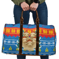 Mongolia Christmas Travel Bag with Santa Sheep Christmas Trees and Snowflake - Wonder Print Shop
